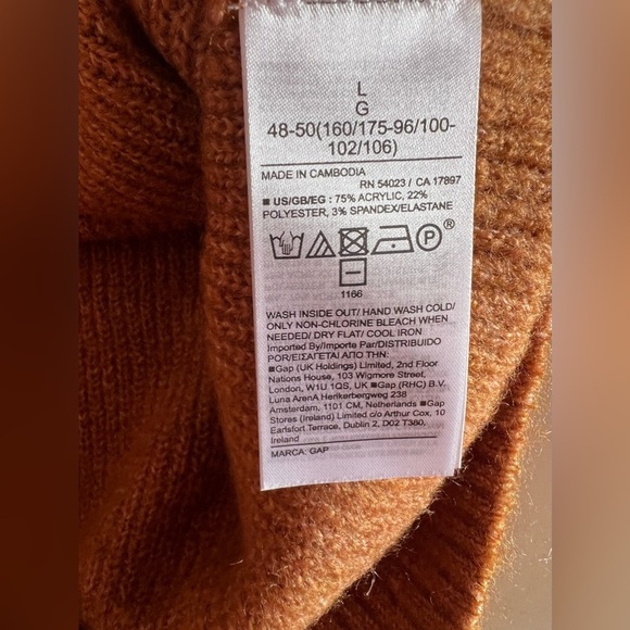 Gap crew neck sweater GAP Sweater Unisex Size L RN 54023 Retro Knitting Brown - Picture 9 of 16